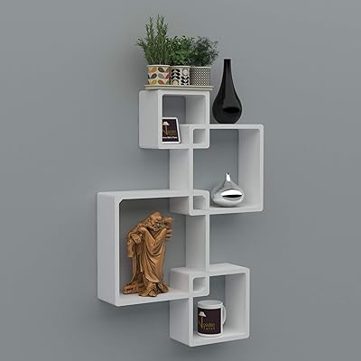 Onlashopy cross floating wall shelf with 4 shelves, (white).. With DIAYTAR Nigeria, everything is within reach — and within budget.