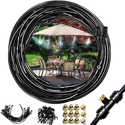Flog cooling system, pre-assembled mist kit, 59-footed mist line (18 m) + 26 brass mist + brass adapter (3/4 ") Outdoor mist for terrace, garden, greenhouse, trampoline.. DIAYTAR NIGERIA: Redefining online shopping with unbeatable prices and consistent delivery times.