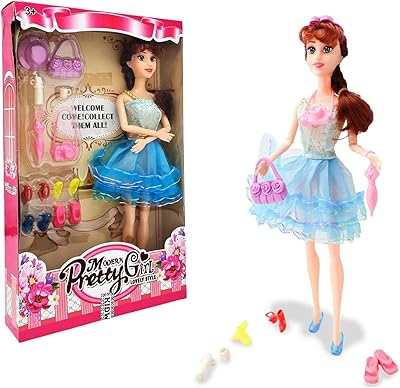 Phyto beautiful elegant girl doll with pink dress, model doll with umbrella, bag and shoes, 11 -inch brown hair doll for girls.. Shop without boundaries at DIAYTAR NIGERIA, offering affordable products with convenient delivery times.