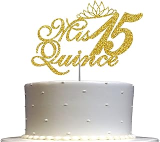Rokapany put 15 quinceanera glitter cake topper, fifteen ideas for birthday party decorations, superior quality decoration, robust double side glitter, acrylic stick. Made in the United States (gold).. DIAYTAR NIGERIA: Connecting Nigerians with their needs through affordable prices and 5-8 day shipping.