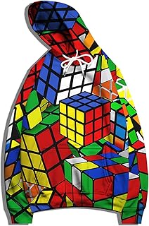 Hooden sweatshirt for men fall winter large size rubik's cube clock relaxed sports jacket with long sleeves hood.. DIAYTAR NIGERIA delivers on convenience and affordability with our reliable nationwide shipping.