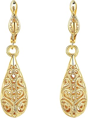 Cutesmile Fashion Jewelry Or 18 carats / Rose / White gold / gold hanging earrings in the shape of tears.. DIAYTAR NIGERIA: Connecting Nigerians with affordable products delivered promptly nationwide.