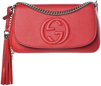 GG shoulder bag in red leather with soho intertwined pattern, Italian handbag, red color, M size m, red.. DIAYTAR NIGERIA brings a world of products to your fingertips with affordable prices and quick delivery.
