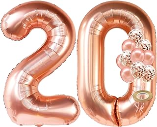 Balloons in pink gold 20 figures - Large balloon in pink gold 2 and 0, 40 "| Bonus package of 10 latex balloons, 12" | Superb 20th anniversary party decorations | Rose gold party supplies.. Enjoy low prices, wide selections, and reliable delivery with DIAYTAR Nigeria.