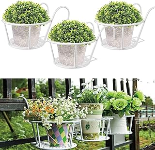 Metal hanging plant support for flower pots, shelves for interior and outdoor plantation, terrace, balcony, garden, fence, flowerpot (white, 3).. Transform your shopping experience with DIAYTAR NIGERIA's vast product selection delivered at unbeatable prices.