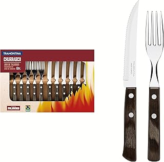 TRAMONTINA Set of 12 barbecue covers with knives and forks - Professional chief churrasco with wooden and polywood sleeves, heat and water resistant, 5 year warranty.. Your trusted shopping companion, DIAYTAR NIGERIA delivers affordable solutions in just 5-8 days.