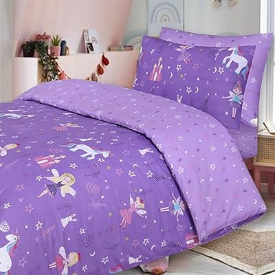 Reversible duvet cover for children 100 % cotton industrial textiles, double duvet cover and pillowcases - purple unicorn.. Fast, easy, and affordable — that’s shopping the DIAYTAR Nigeria way.
