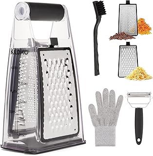 Kiloco cheese grater with more safety glove container and free vegetable peeler - cheese grater - cheese grater with handle - stainless steel kitchen grater (black).. DIAYTAR NIGERIA: Your trusted e-commerce partner with extensive product choices and affordable delivery.