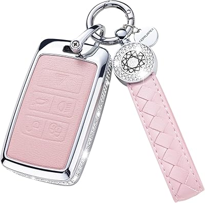 Protective case in real leather Rubian Land Rover with keychain, crystal pink, compatible with Land Rover Vogue Range Discovery Rover Sport.. Your complete retail destination, DIAYTAR NIGERIA combines extensive variety with prompt delivery.