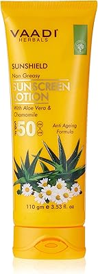 Vadi herbals SPF 50 organic sunscreen lotion with aloe vera and chamomile.. DIAYTAR NIGERIA: Where shopping meets satisfaction with affordable prices and reliable 5-8 day shipping.