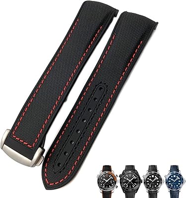KGFCI 21 mm 22 mm 22 mm Nylon rubber watch bracelet 20 mm for Omega Planet Ocean and Seamaster 300 (Color: Black Nylon Red, Size: 21 mm).. DIAYTAR NIGERIA: Connecting every Nigerian with quality products at prices everyone can afford.
