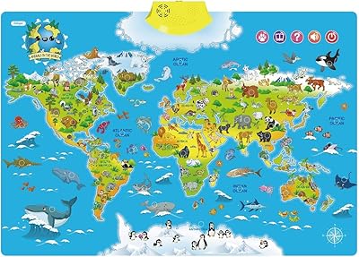 Electronic world map poster with animal drawing that speaks for continents.. Your budget-friendly online marketplace, DIAYTAR NIGERIA delivers a world of products in just 5-8 days.