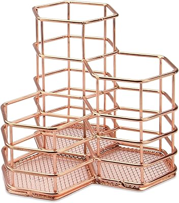 Office-shot holder, makeup brushes organizer, 3-in-1 pink metal 3 in 1 metal holder, hollow hexagonal metal organizer, pencil pot for the house, school, office.. DIAYTAR NIGERIA brings the joy of affordable shopping to your fingertips with delivery in less than 8 days.