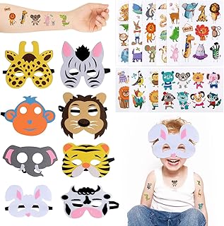 Animal felt masks, 10 pieces of temporary animal tattoos, costume party gift kits for birthday party, costumed festivals and birthday party, 8 pieces.. Unlock endless possibilities with DIAYTAR NIGERIA's affordable marketplace and reliable delivery service.