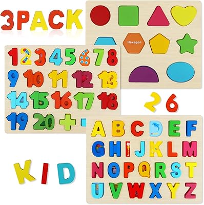 Wooden puzzle for toddlers, wooden puzzle with figures and alphabet aa for toddlers from 3 to 4 and 5 years old (lot of 3).. Shop with purpose at DIAYTAR NIGERIA, where your money goes further and delivery is always prompt.