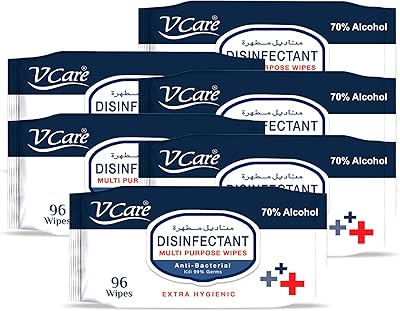 Vcare multi-purpose antibacterial disinfectant wipes, 6 x 96 wipes (pack of 6).. DIAYTAR NIGERIA delivers happiness in 5-8 days with our affordable and diverse product range.