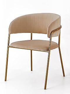 Comfortable and modern velvet Angela lounge chair, dining room chair with golden feet xD331 (beige).. DIAYTAR NIGERIA: Bringing quality products to every Nigerian with affordable nationwide delivery.
