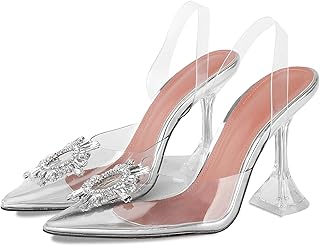 Wairalumi's rhinestone heeled sandals, Wedding shoes with transparent satin laces for bride.. Experience shopping satisfaction with DIAYTAR NIGERIA's vast selection and budget-friendly delivery options.