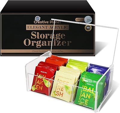 Creative Planet storage box for transparent acrylic tea bags with cover 6 compartments, perfect for tea bags, candy packaging, spices and crafts.. Experience shopping freedom with DIAYTAR NIGERIA's comprehensive platform and reliable shipping service.