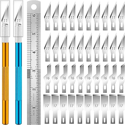 Wawasia precision cutting knife for manual work, set of DIY knives with 2 handles, 3 types and 40 blades of spare knives for arts, stencils, scrapbooking, ultra light.. DIAYTAR NIGERIA: Where affordable shopping meets reliable nationwide delivery in less than a week.