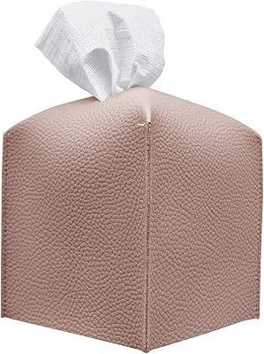 PU leather handkerchief box lid with modern square design with decorative support, organizer for bathroom counter, night table, office, car (pink).. Shop with ease at DIAYTAR NIGERIA, Nigeria's premier e-commerce platform offering budget-friendly shipping.