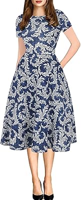 Decreeted dress for women oxioli with round neck, soft cotton floral pattern, line A with pockets, OX262 model.. Spend less, get more — that’s the DIAYTAR Nigeria promise.