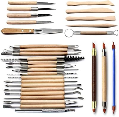 Set of pottery sculpture tools with 30 -room wooden handle.. Affordable online shopping is just a click away with DIAYTAR Nigeria.