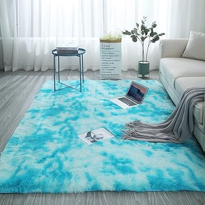 Shaggy carpet, soft to the touch, suitable as bedroom decoration, polyester, light blue, 200x300cm.. DIAYTAR NIGERIA: Where shopping dreams become reality with budget-friendly prices and prompt delivery.
