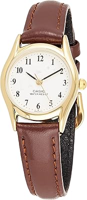 Classic watch for women of "Casio", analog, white dial, brown leather bracelet-LTP-1094Q-7B9.. DIAYTAR NIGERIA delivers on convenience and affordability with our reliable nationwide shipping.