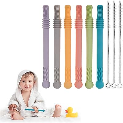 Hollow dentition tubes, pack of 5 flexible silicone tubes, soothing teeth toy, sucking toy for 0 to 12 months with breastfeeding brush.. DIAYTAR NIGERIA: Where thousands of products meet affordable prices and reliable 5-8 day delivery.