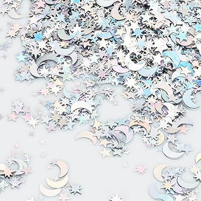 30g of silver star and moon confetti, confetti in glitter metal leaf, confetti with star and moon glitter for birthday, wedding, halloween, Christmas, Christmas.. Shop with confidence at DIAYTAR NIGERIA, offering thousands of products with budget-friendly shipping.