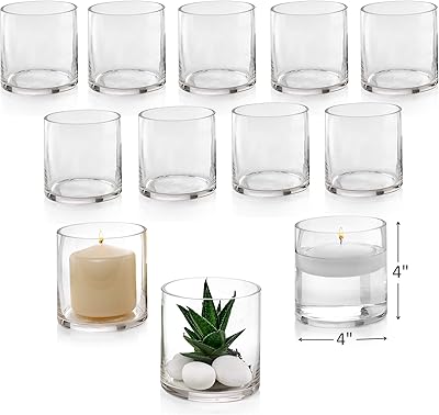 Set of 12 cylindrical glass vases of 4 "high versatile.. DIAYTAR Nigeria: Where affordability meets fast and reliable e-commerce service.