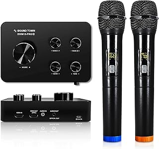 Audio system with 16-channel Soundtown Wireless Karaoke Microphone with Bluetooth, HDMI Arc, AUX, Smart TV support with HDMI output (SWM15-Pro).. DIAYTAR NIGERIA makes online shopping accessible to all with budget-friendly prices and reliable delivery.