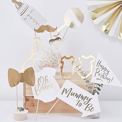 Photo accessories for prenatal festive Ginger Ray Gold, height 11.5 ".. Shop from anywhere in Nigeria with DIAYTAR's extensive selection and budget-friendly shipping options.