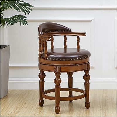 360 degree khcjb pivoting bar chairs with soft leather back enveloped in a knot, solid wood bar chairs for kitchen, ad and restaurant, brown, short.. DIAYTAR NIGERIA delivers affordability and convenience with every purchase, shipped within the week.