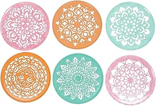 Tovaih Lot of 6 Rangoli Round plastic for floor decoration, Diwali ornament, (8 "Several patterns).. DIAYTAR NIGERIA: Connecting Nigerians with their needs through affordable prices and 5-8 day shipping.
