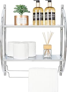Floating shelves oikos, wall storage shelves for bathrooms, 2-level bathroom shelf with towel carrier, chrome bathroom shelf.. Your comprehensive marketplace awaits at DIAYTAR NIGERIA with affordable prices and reliable delivery times.