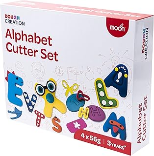 Moon Dough Creation Alphabet Cutter Set - Educational Paste for children with cutting tools - Non -toxic modeling paste for 3 years and more - DIY clay toys and accessories for birthday party - 4 x 56 g.. Why shop anywhere else? DIAYTAR Nigeria has it all and delivers fast.
