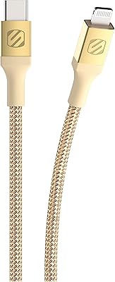 Skoosh C4B4G-SP braided load cable, MFI certified, compatible with Lightning and USB type-C devices, 4 feet, gold.. Experience budget-friendly shopping at DIAYTAR NIGERIA, Nigeria's premier online marketplace with quick delivery.