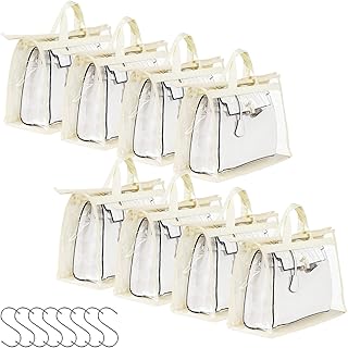 Burecon Lot of 8 dust bags for handbag, transparent storage organizer for cupboard, transparent dust bag with handles, zippers and hooks - beige - beige.. Looking for quality and speed? You’ll find both at DIAYTAR Nigeria.
