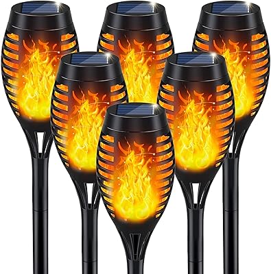 Outdoor lamps with solar energy, Tiki solar torches with flickering flame, waterproof solar garden lamps, mini LED terrace lamps - 6 rooms (black).. Transform your online shopping experience with DIAYTAR NIGERIA's affordable and diverse marketplace.