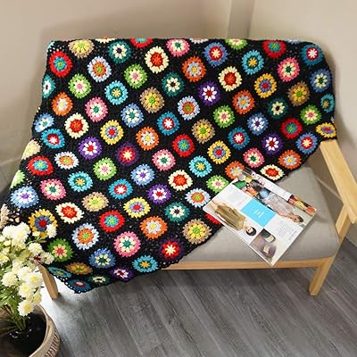 Hand -made Afghan Crochet cover for interior and outdoor travel for sofa, duvet, bed, chair, living room, bedroom, 59 "x 39" (black) decoration (black).. DIAYTAR NIGERIA: Where every shopping need is met with affordable prices and timely delivery.