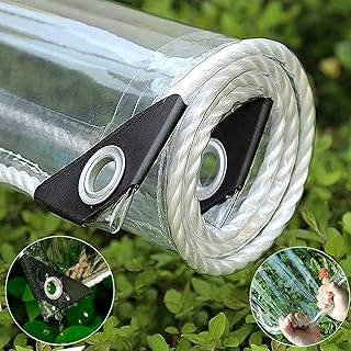 Transparent tarpaulins of 6 'x 10' in robust pvc vinyl 14 million thick, glass tarpaulin with metal eyelets, protects against water, UV rays, tear and cold resistance for greenhouse, balcony, garden.. DIAYTAR NIGERIA delivers what you want at prices you'll love, all within 5-8 days nationwide.