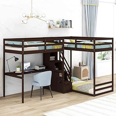 Bunk bed and lo -shaped loft bed with drawer.. Shop from Nigeria's largest product selection at DIAYTAR, with budget-friendly prices and swift delivery.