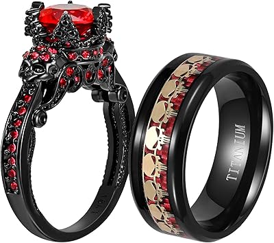 Wedding ring Ringskull 2 ​​skull rings for couples Skeleton Red Crown Crown Cz Cz Women Wedding Ring Punk Titane Steel Wedding Stores For Men.. DIAYTAR NIGERIA delivers more than products - we deliver affordable solutions within the week.
