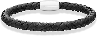 Miabella bracelet for men in real -braided Italian leather with magnetic stainless steel clasp, made in Italy.. Enjoy effortless shopping and speedy delivery with DIAYTAR Nigeria.