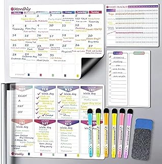 Beroyal magnetic whiteboard, weekly, monthly calendar, meal planner, family refrigerator organizer with habits monitoring and list of things to do - 4 pack of 4.. Experience the power of choice with DIAYTAR NIGERIA's extensive catalog delivered within the week.