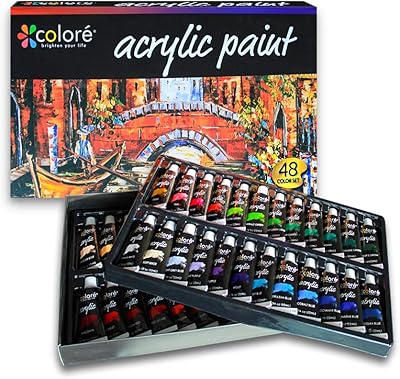 48 Set of acrylic paint non -toxic watercolors for artists, amateurs, children, adults, crafts, school supplies together for canvas, wood, stone, fabric, ceramics, metal.. DIAYTAR NIGERIA: Empowering Nigerians with access to affordable products and reliable 5-8 day delivery.