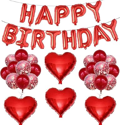 Set of 40 Happy Ballers Happy Birthday - Letters, Hearts and Mixture of Red Balloons for Decorations of Love Birthday.. DIAYTAR NIGERIA redefines convenience with our vast product selection and swift nationwide delivery.