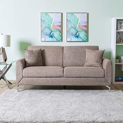 3 -seater sofa in Jozel fabric with Danube Home metal feet, modern design living room furniture (length 190 x width 75 x height 80 cm) - Brown color.. Love deals? DIAYTAR Nigeria has you covered with low prices and fast delivery.
